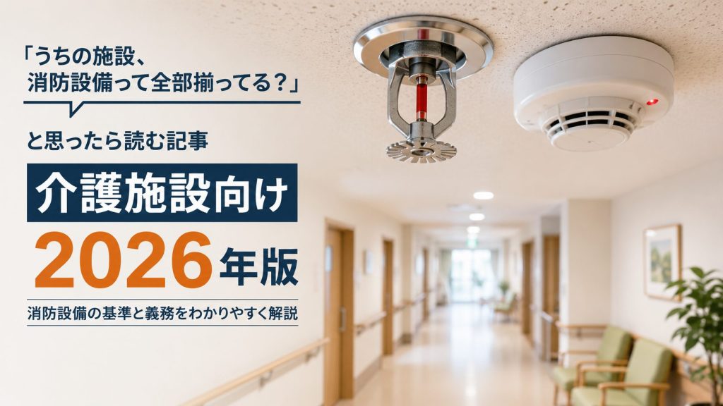 介護施設の廊下に設置された消防設備（スプリンクラー・感知器）の写真